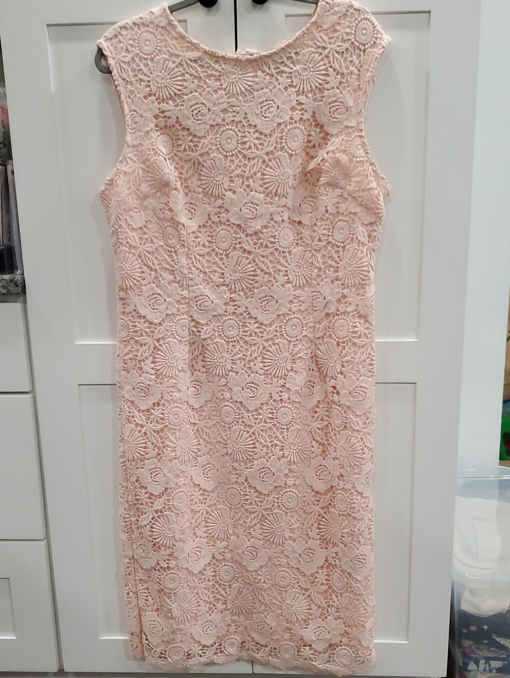 Sleeveless Pink Lace Sheath Dress